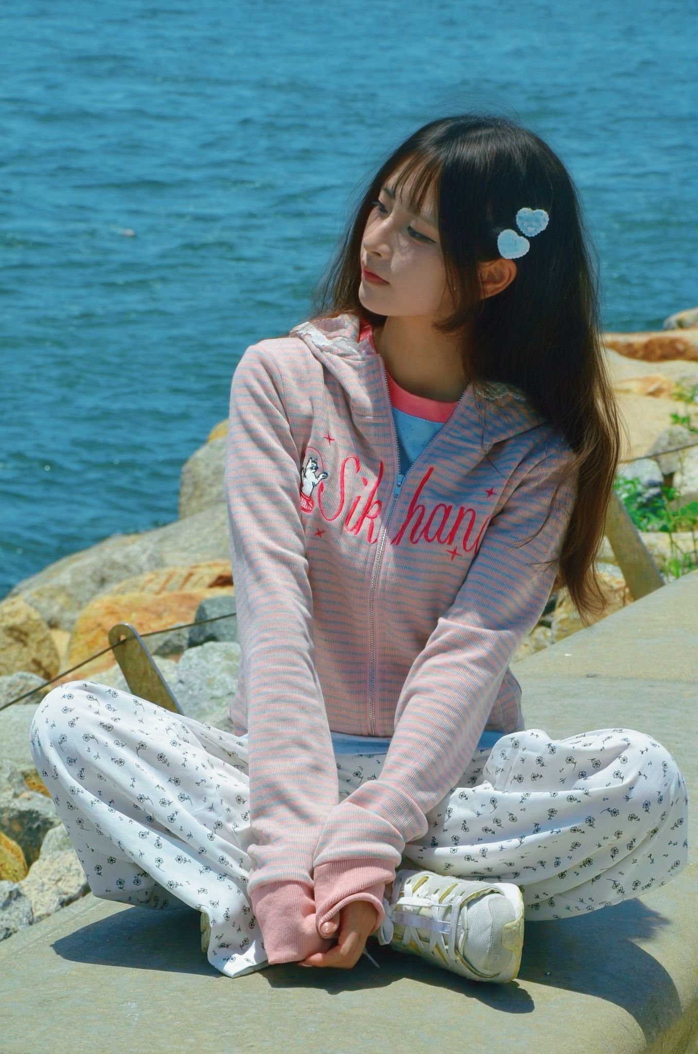 Heart-Shaped Hair Clip in Aqua Blue