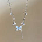 Icy Gradient Pearl Butterfly Necklace