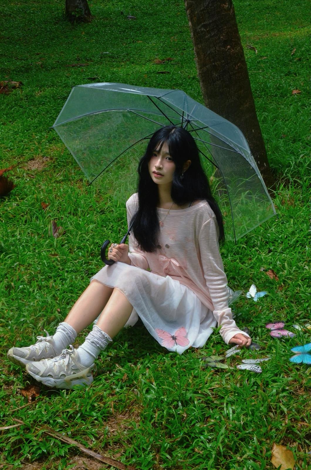 Pastel pink top with ribbon