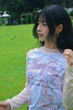 Pink top with ribbon pattern