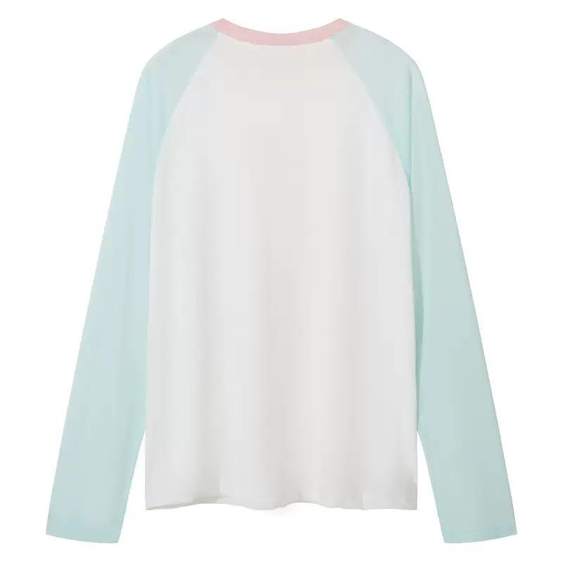 Beaded print raglan long sleeve top