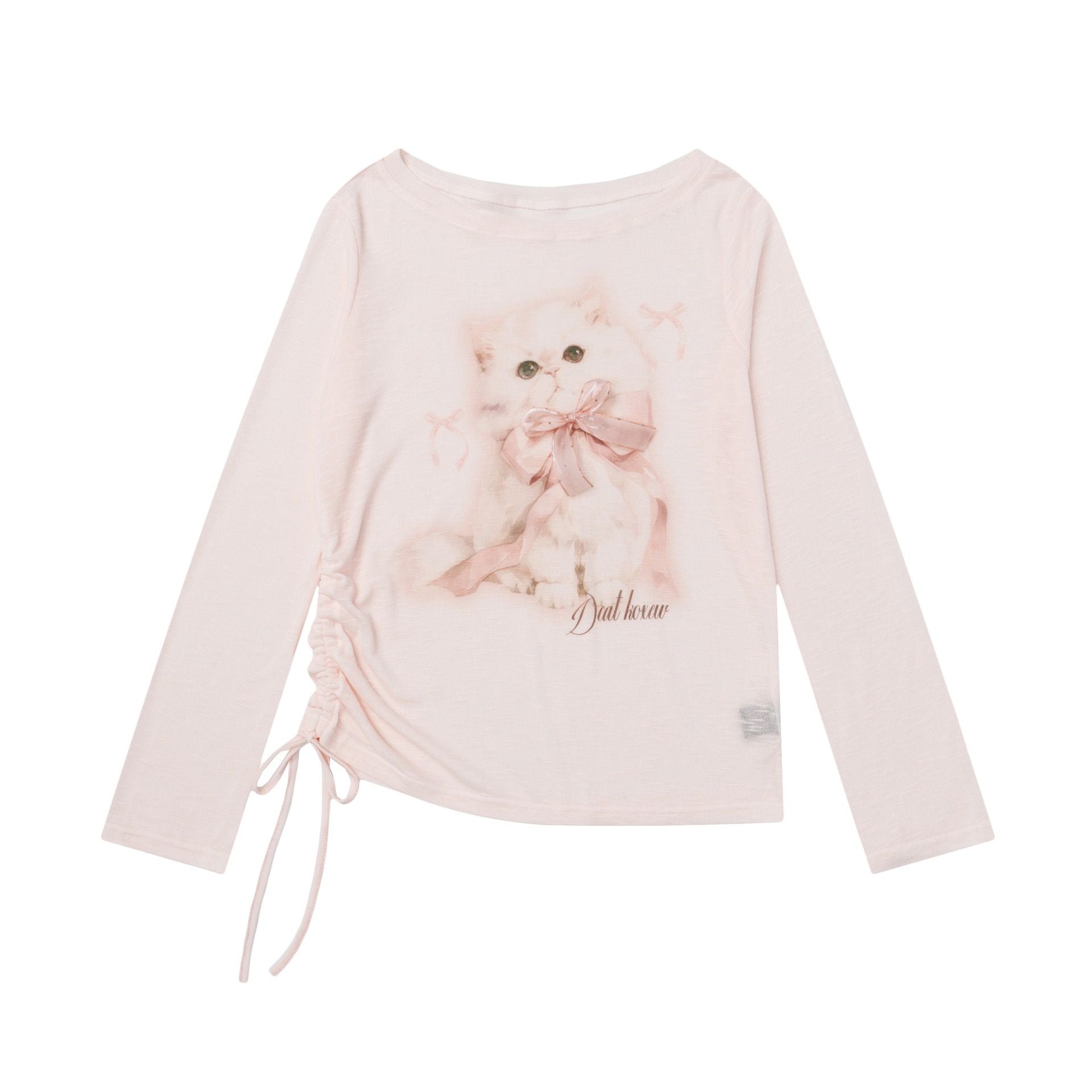 Pastel pink top with ribbon