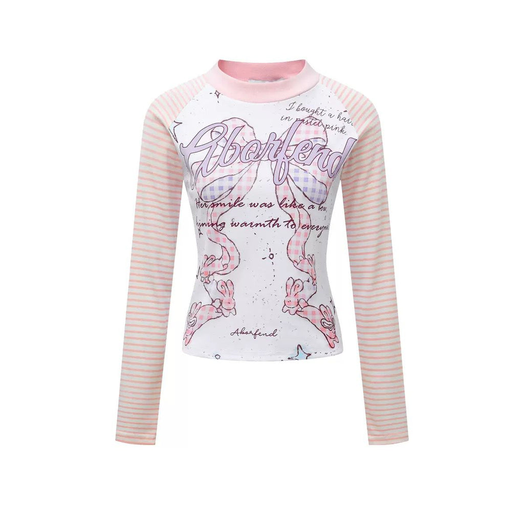 Pink top with ribbon pattern