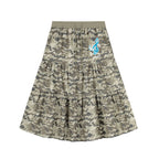 Camouflage print tiered maxi skirt