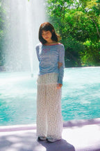 Tiered Floral Lace Pants with Pearl Accents